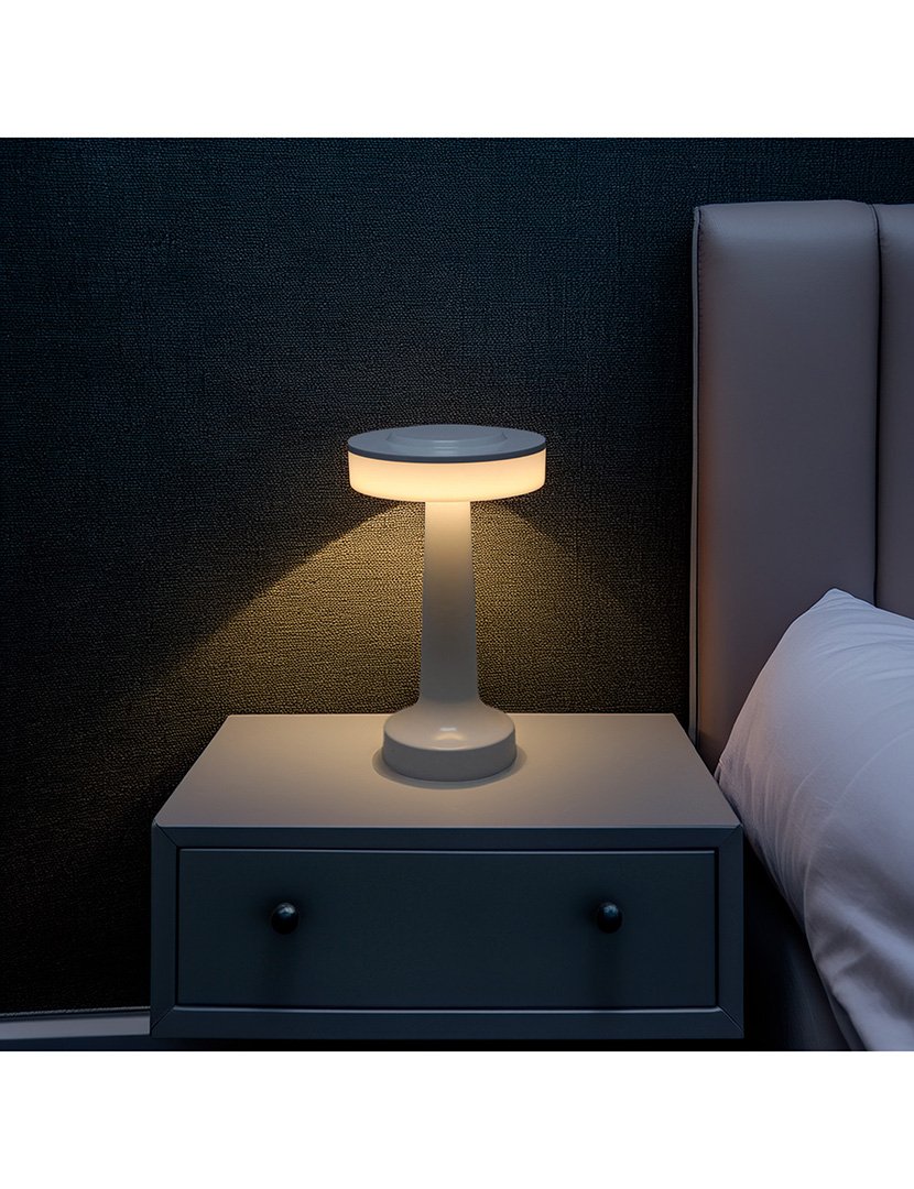 Candeeiro de Mesa com Luzes LED Touch e Recarregável Ø12x19,5cm Branco