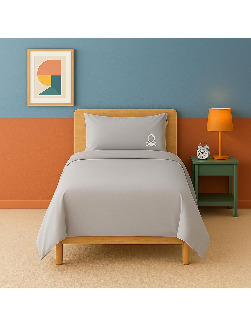 Conjunto Cama 2 Peças Cinza e Branco