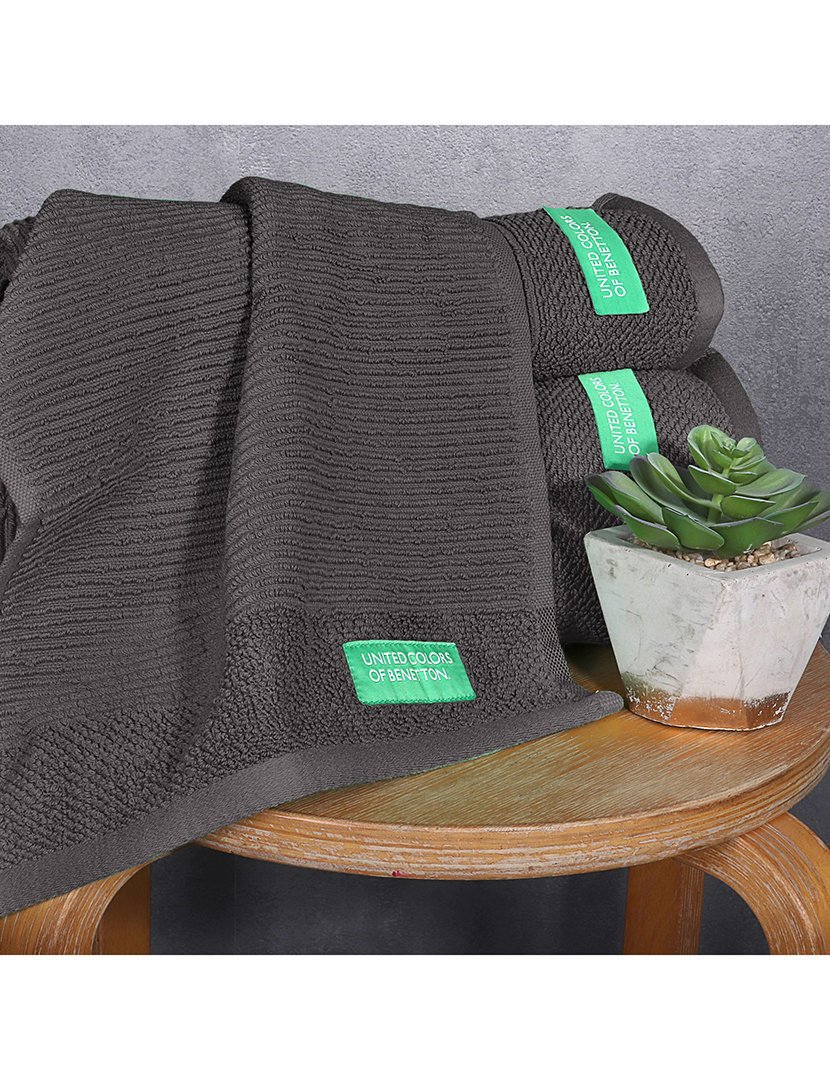 Conjunto 3 Toalhas de Banho Cinza Escuro