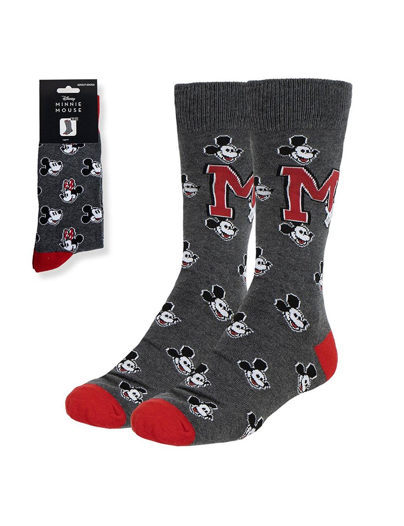 Meias Altas Unisexo Mickey Mouse Cinzento Escuro