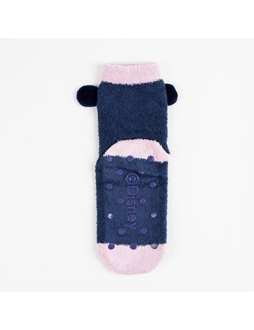 Meias Antiderrapantes Menina 3D Minnie Azul e Rosa