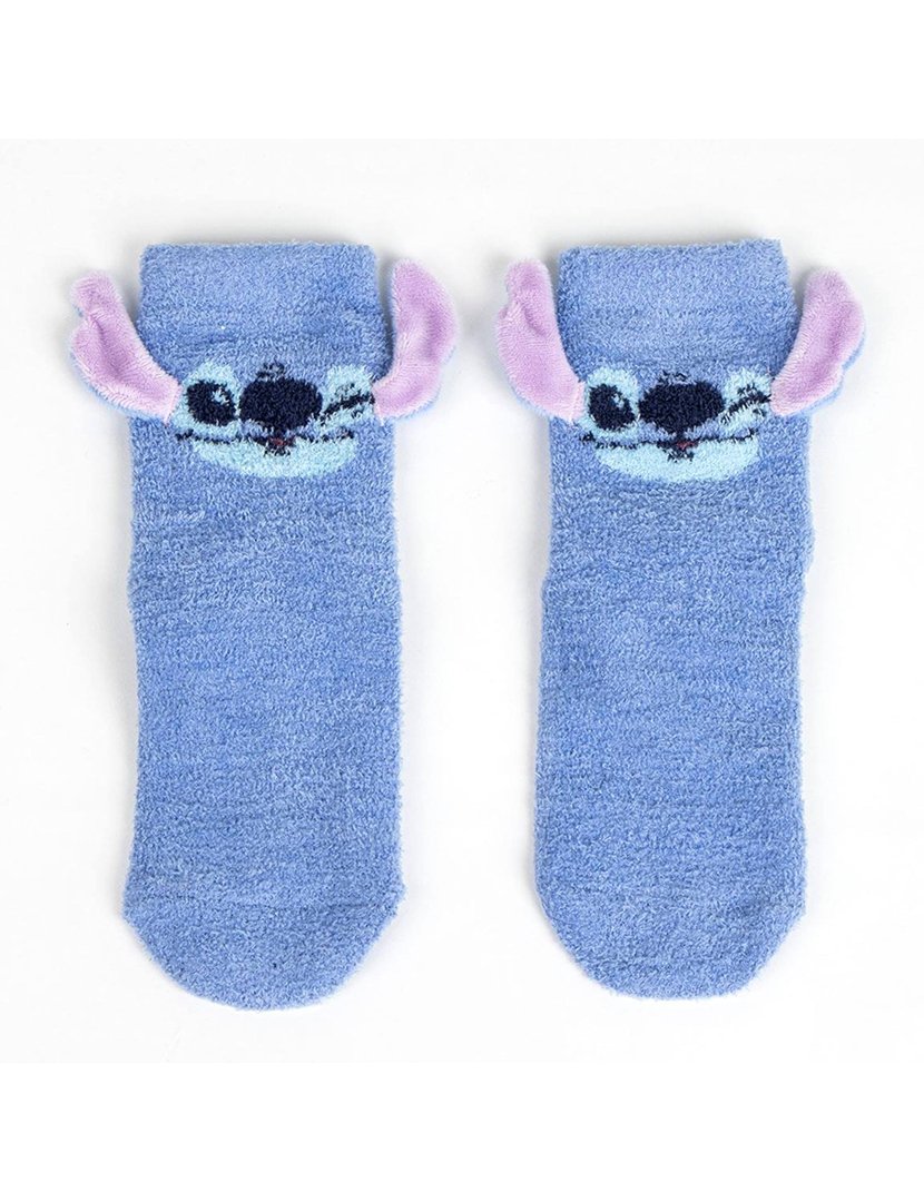 Meias Antiderrapantes Criança 3D Stitich Azul
