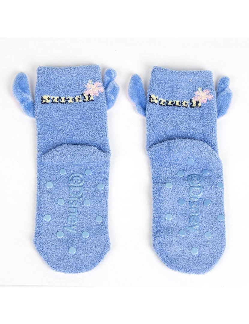 Meias Antiderrapantes Criança 3D Stitich Azul
