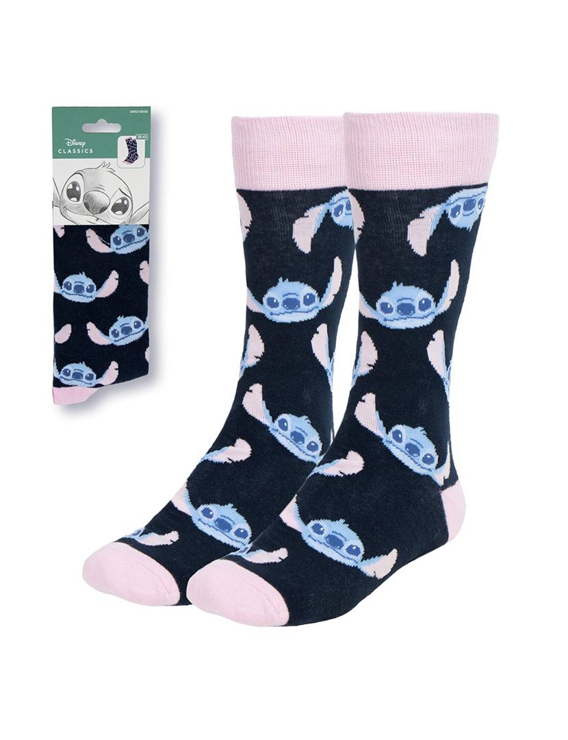 Meias Altas Unisexo Stitch Azul e Rosa