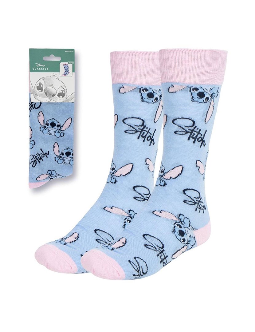 Meias Altas Unisexo Stitch Azul e Rosa