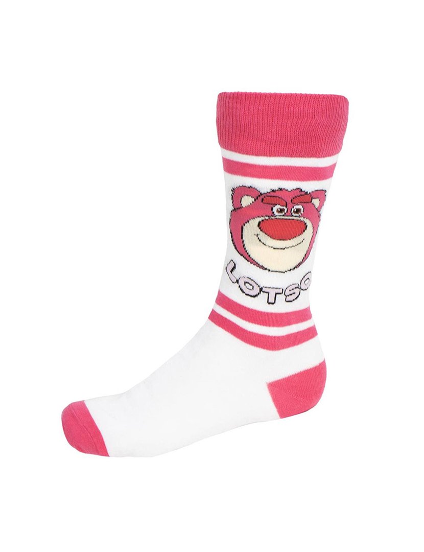 Meias Altas Unisexo Toy Story Lotso Branco e Rosa