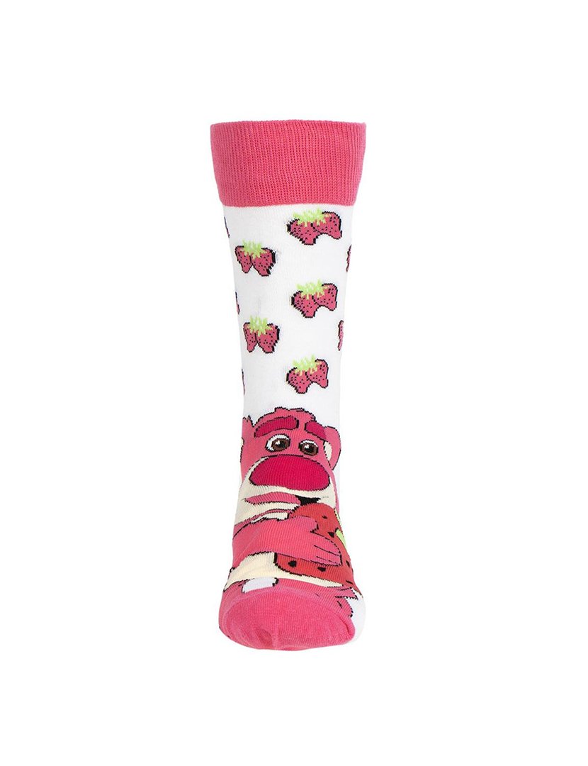 Meias Altas Unisexo Toy Story Lotso Branco e Rosa