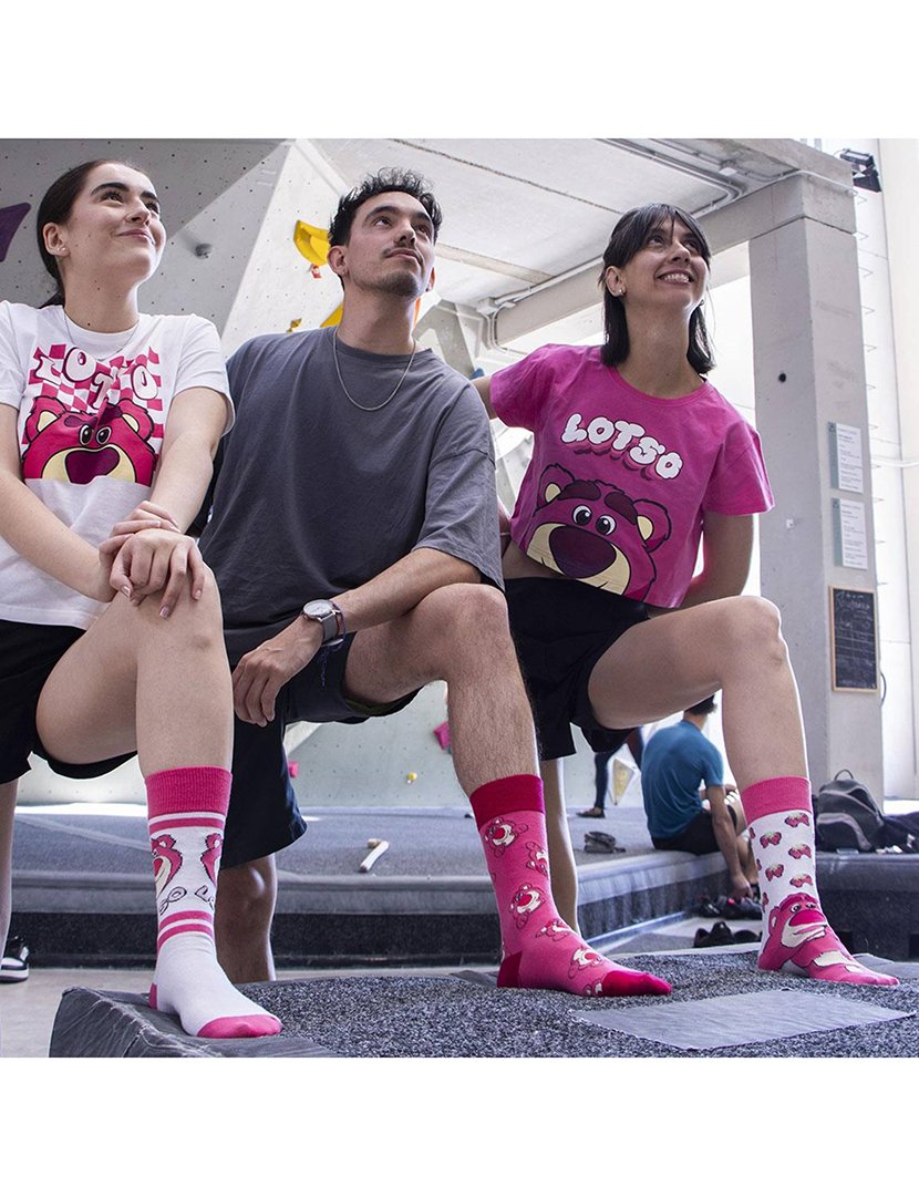Meias Altas Unisexo Toy Story Lotso Branco e Rosa