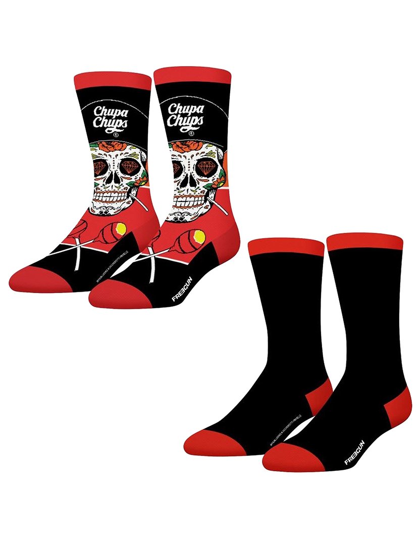 Pack 2 Pares Meias Altas Homem Chupa Chups Caveira Multicolorido