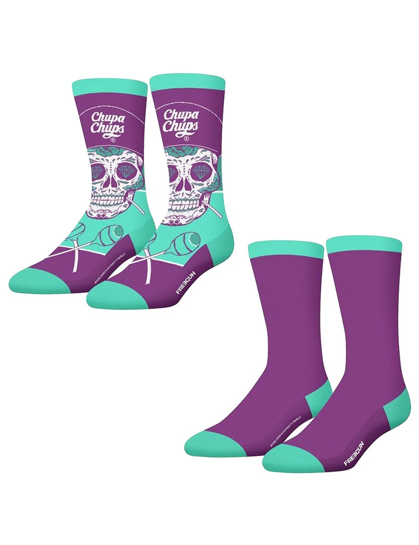 Pack 2 Pares Meias Altas Senhora Chupa Chups Caveira Multicolorido