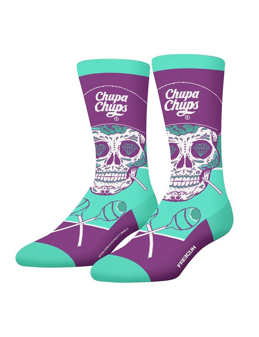 Pack 2 Pares Meias Altas Senhora Chupa Chups Caveira Multicolorido