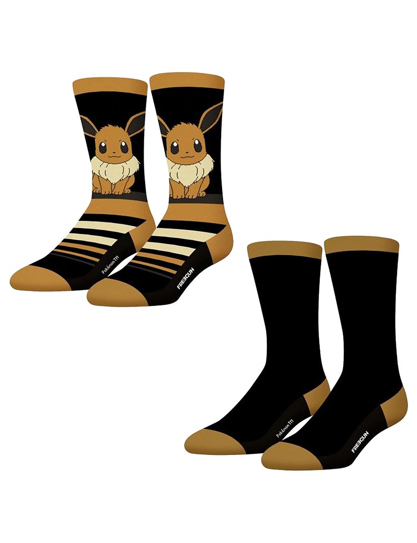 Pack 2 Pares Meias Altas Criança Pokémon Preto e Castanho