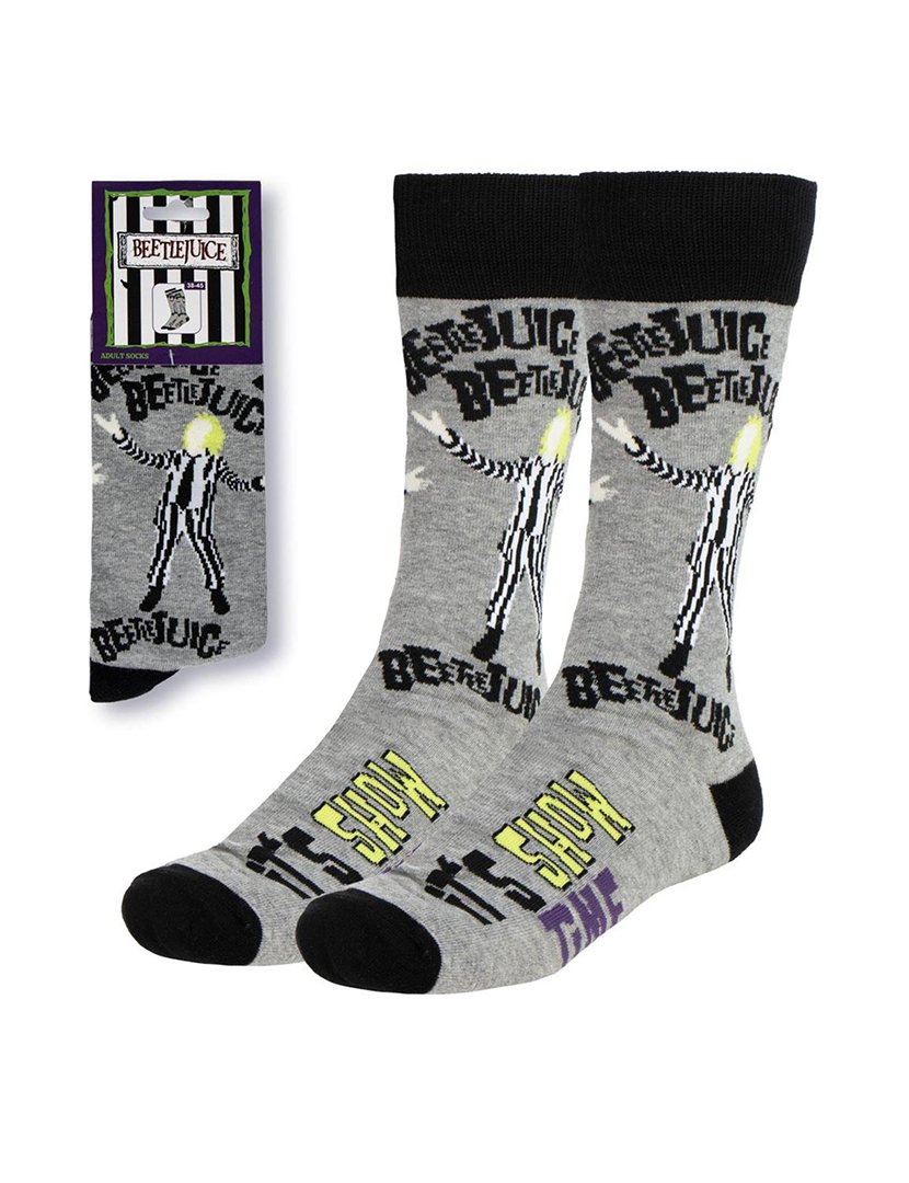 Meias Altas Unisexo Beetlejuice Cinzento e Preto