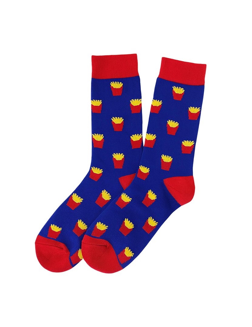Meias Altas Unisexo com Estampado Batatas Fritas Multicolorido