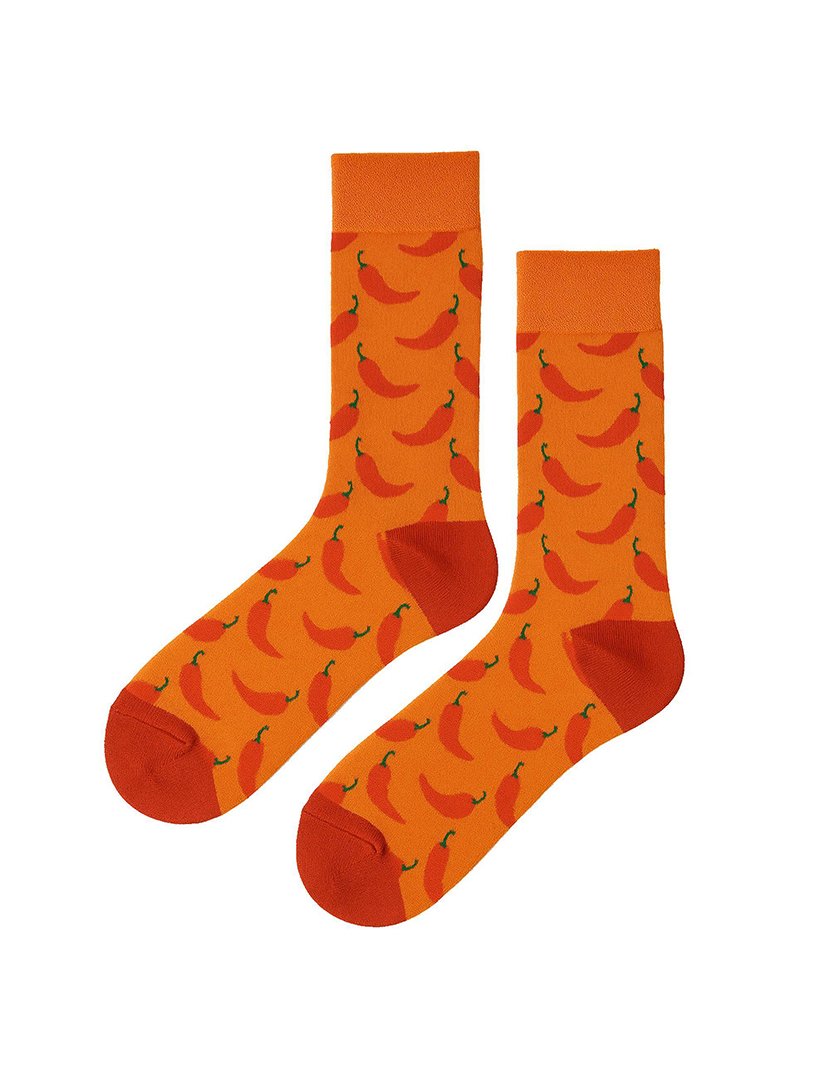 Meias Altas Unisexo com Estampado Chili Multicolorido