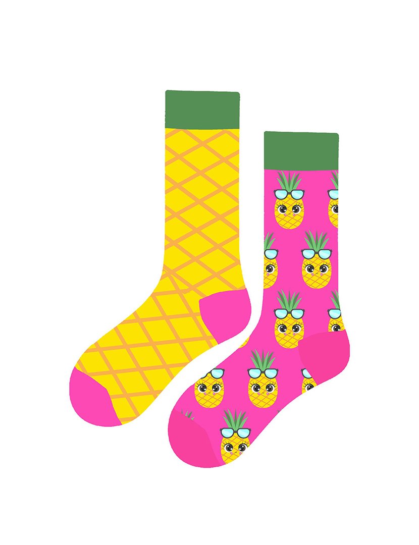 Meias Altas Unisexo com Estampado Abacaxi Multicolorido