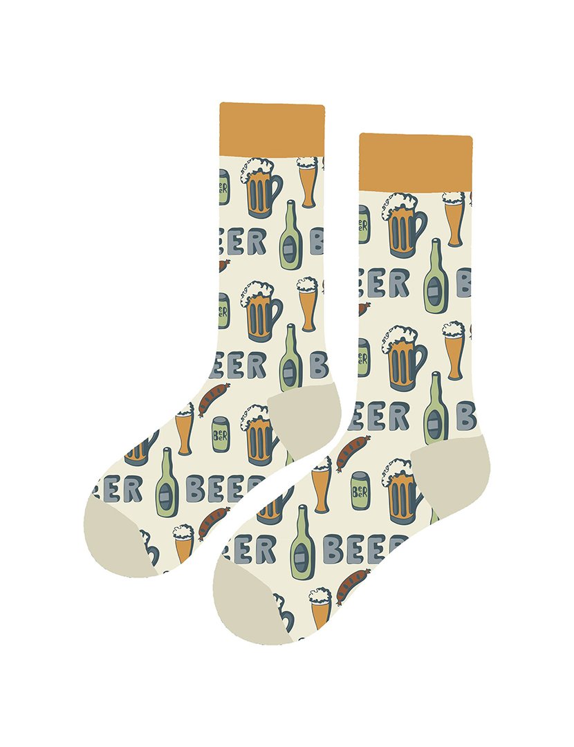 Meias Altas Unisexo com Estampado Cerveja Multicolorido