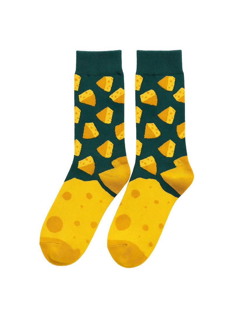 Meias Altas Unisexo com Estampado Queijo Multicolorido