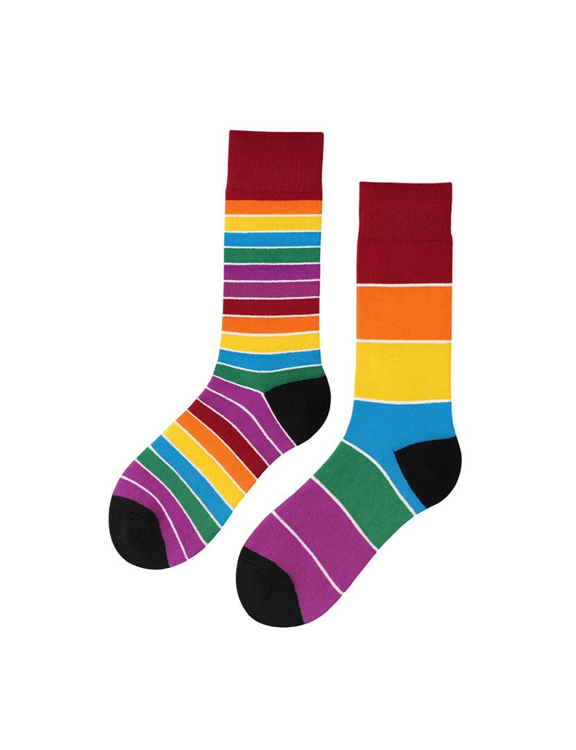 Meias Altas Unisexo com Estampado Listrada Multicolorido