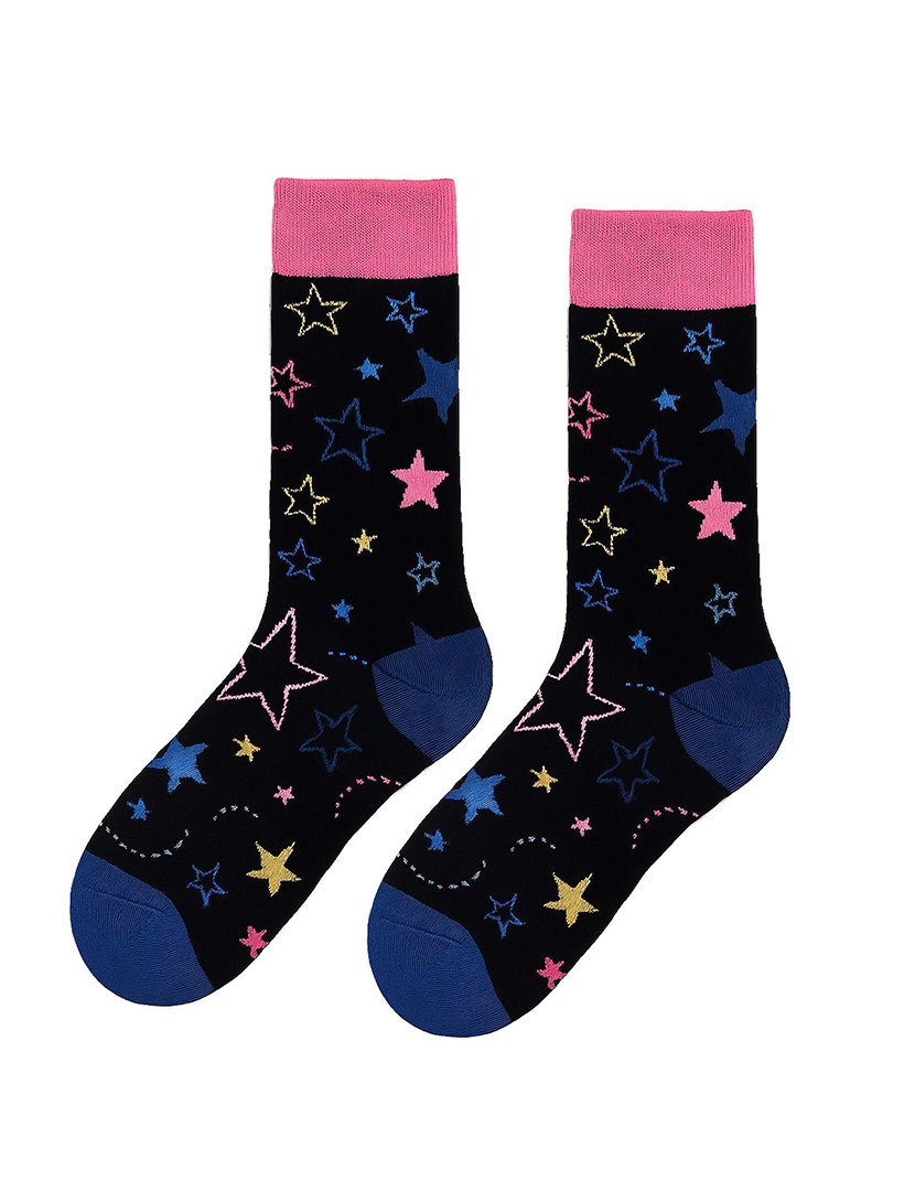 Meias Altas Unisexo com Estampado Estrelas Multicolorido