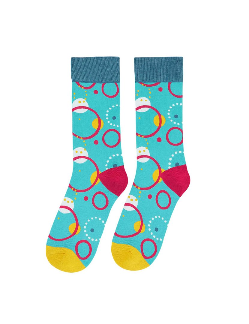 Meias Altas Unisexo com Estampado Círculos Multicolorido