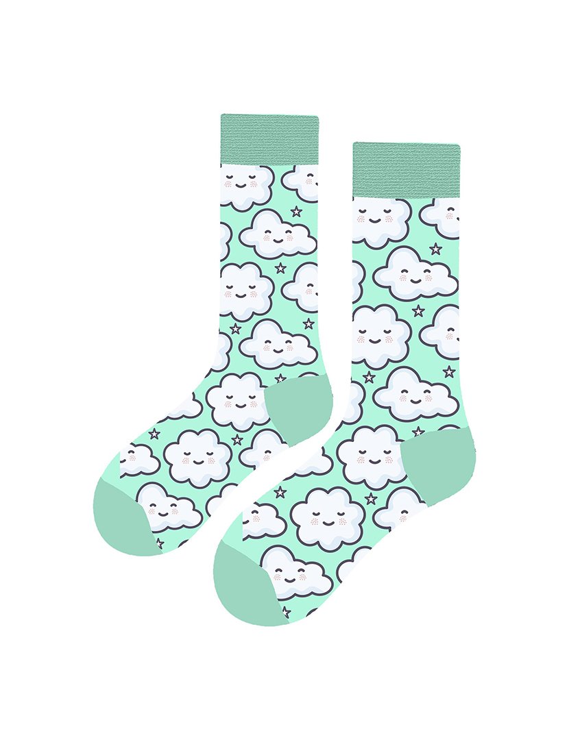 Meias Altas Unisexo com Estampado Nuvens Multicolorido