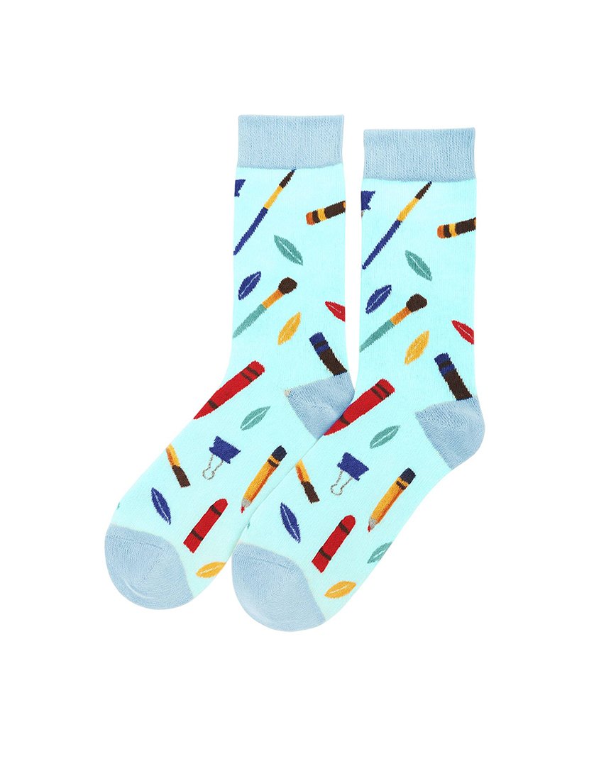 Meias Altas Unisexo com Estampado Lápis Azul
