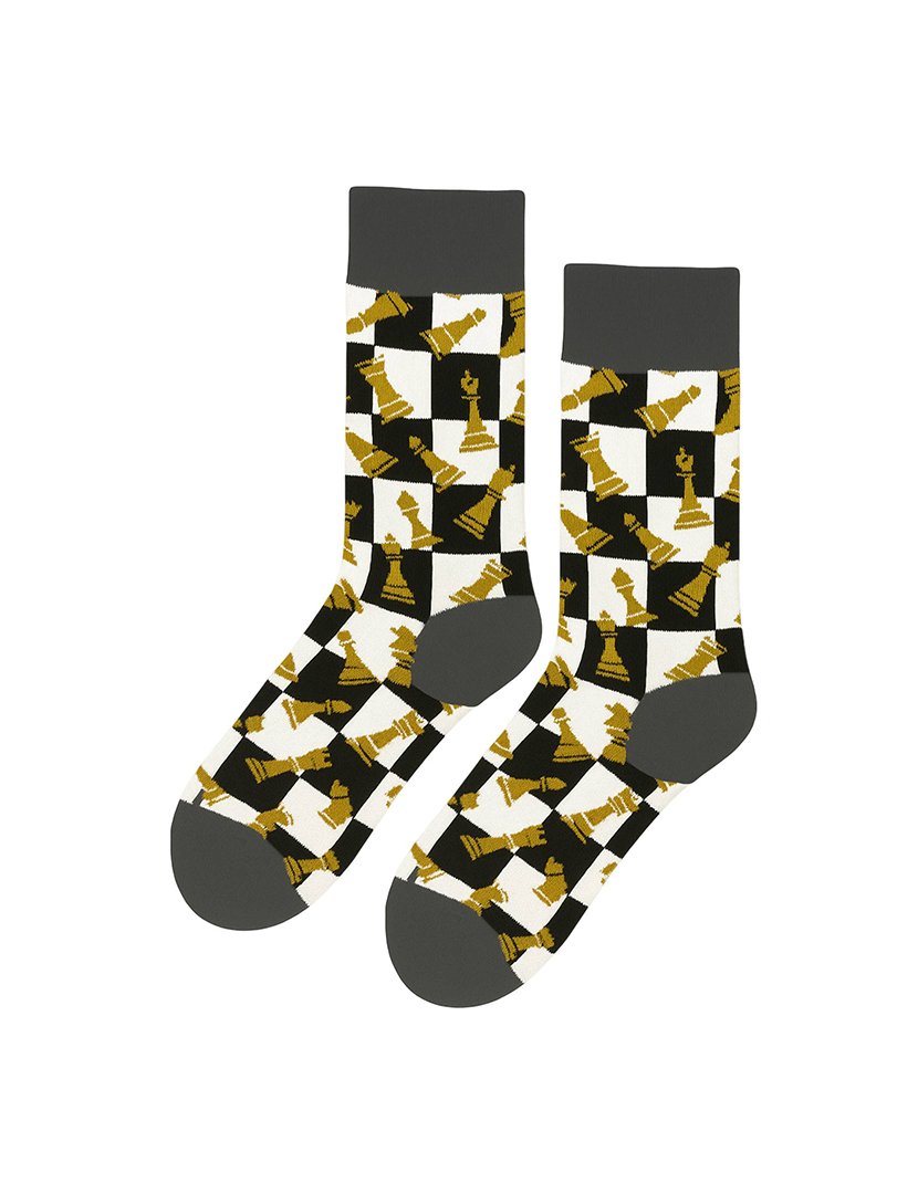 Meias Altas Unisexo com Estampado Xadrez Multicolorido