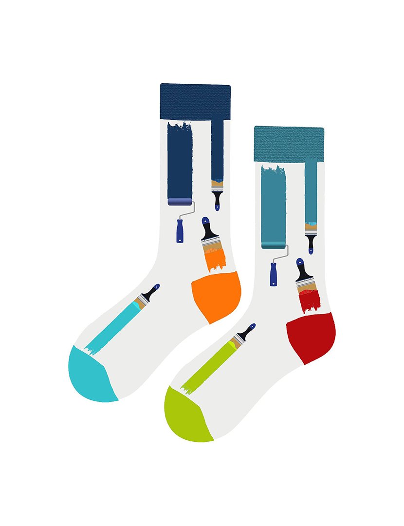 Meias Altas Unisexo com Estampado Tinta Multicolorido