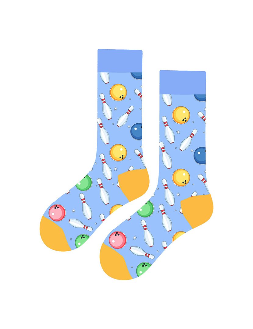 Meias Altas Unisexo com Estampado Bowling Multicolorido