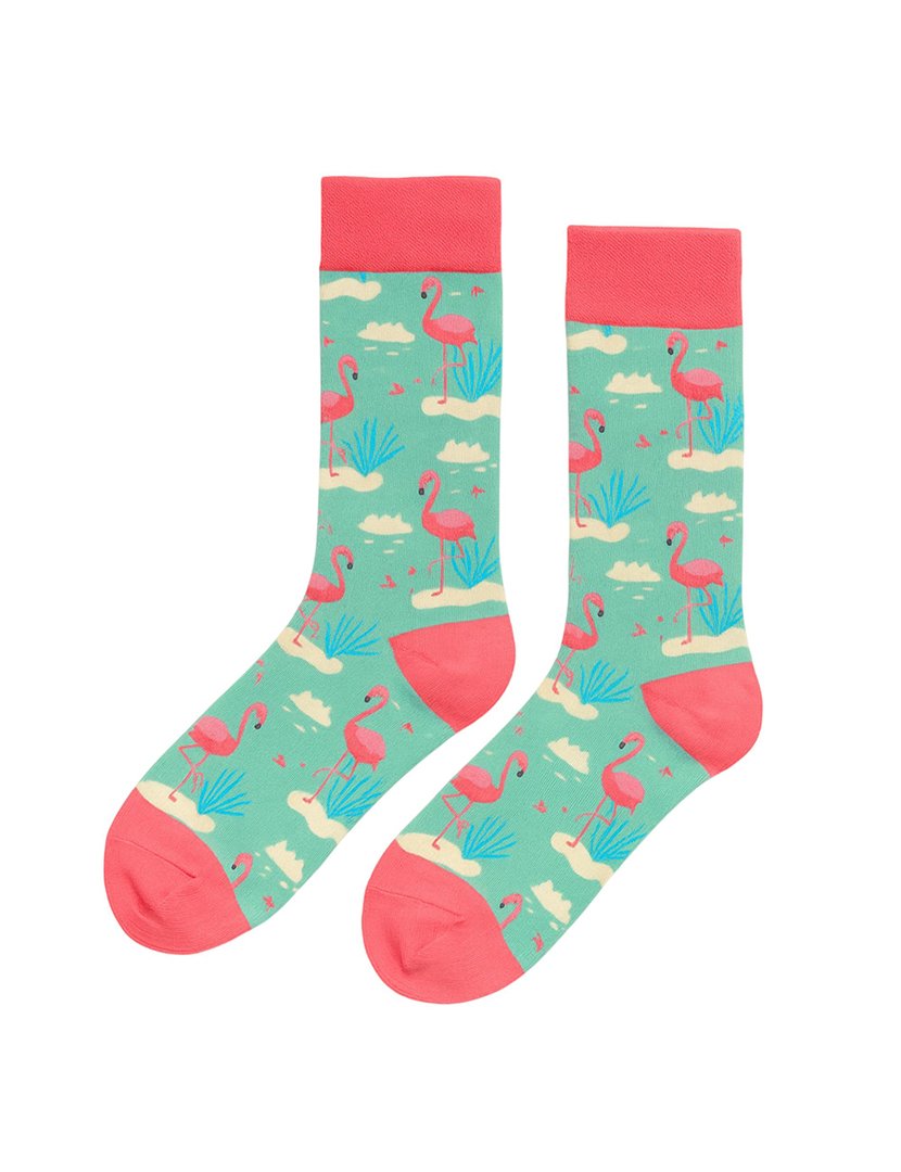 Meias Altas Crianças com Estampado Flamingo Multicolorido