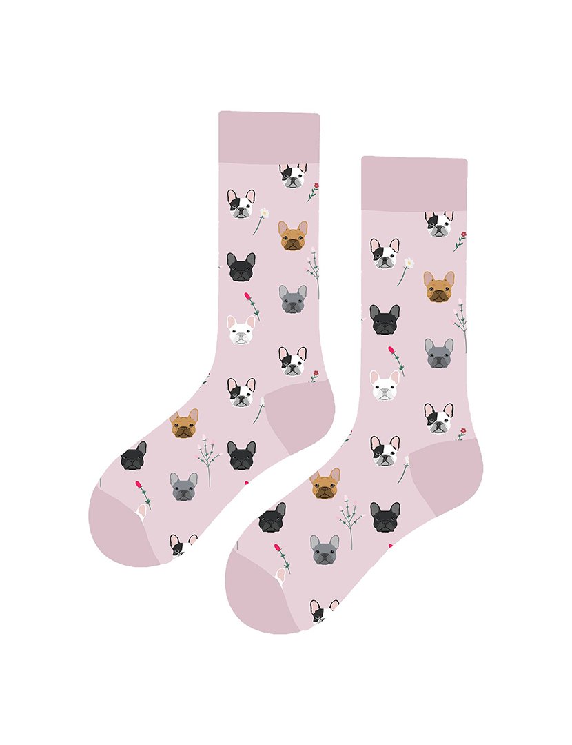 Meias Altas Unisexo com Estampado Rosto de Cães Multicolorido