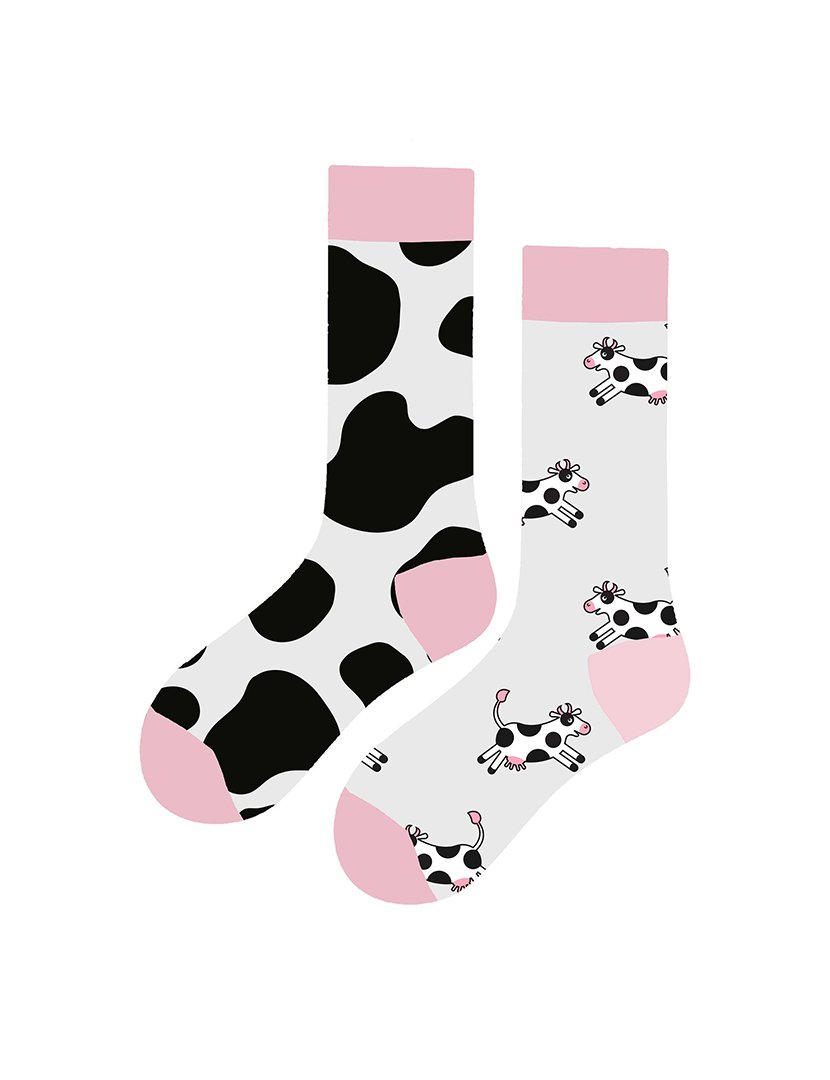Meias Altas Unisexo com Estampado Vacas Multicolorido