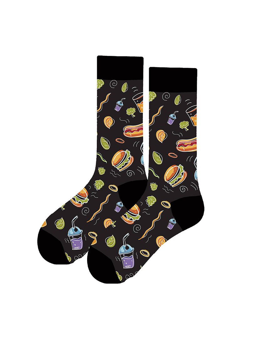 Meias Altas Unisexo com Estampado Comida Multicolorido