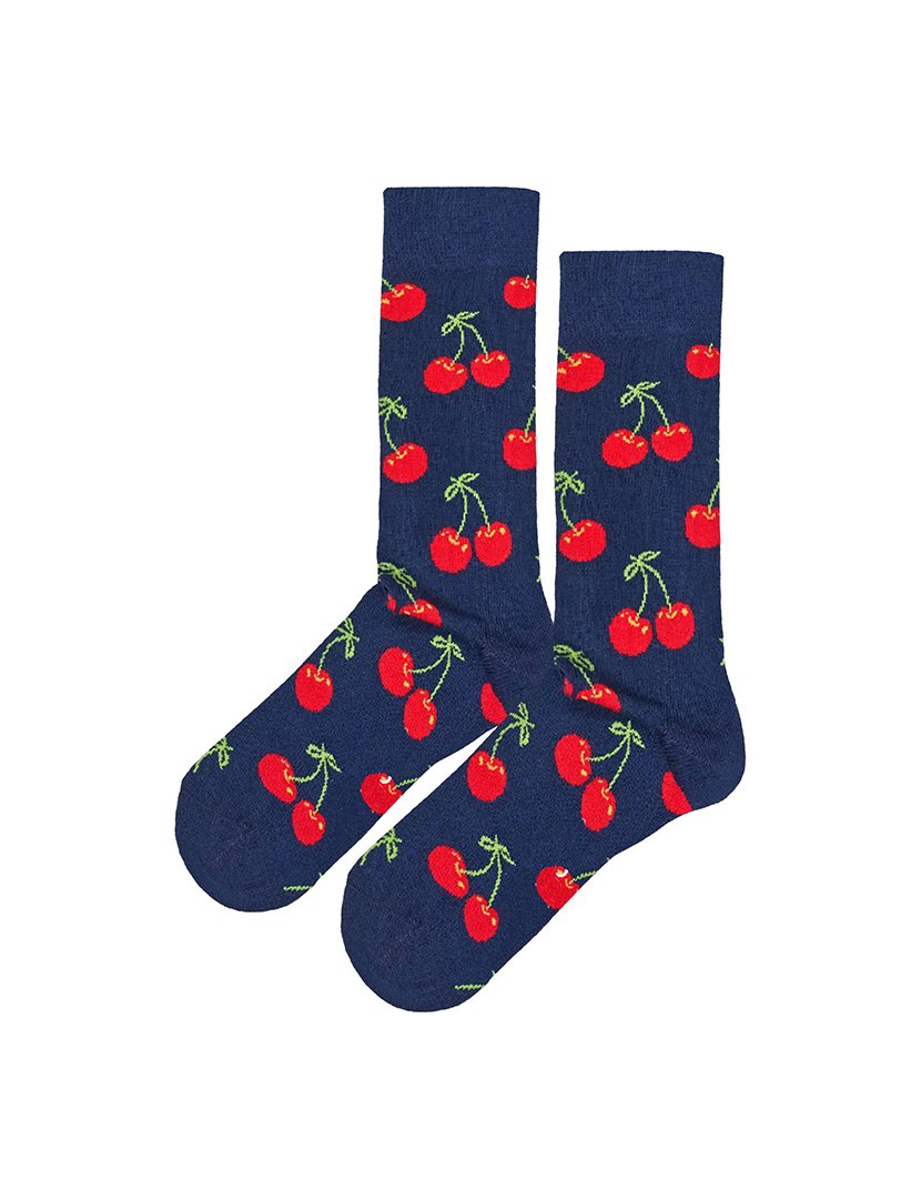 Meias Altas Unisexo com Estampado Cerejas Multicolorido