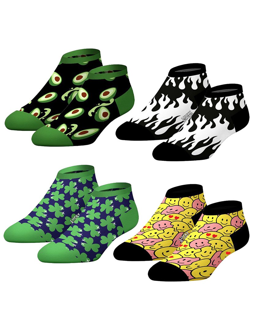 Pack 4 Pares de Meias Curtas Unisexo Multicolorido