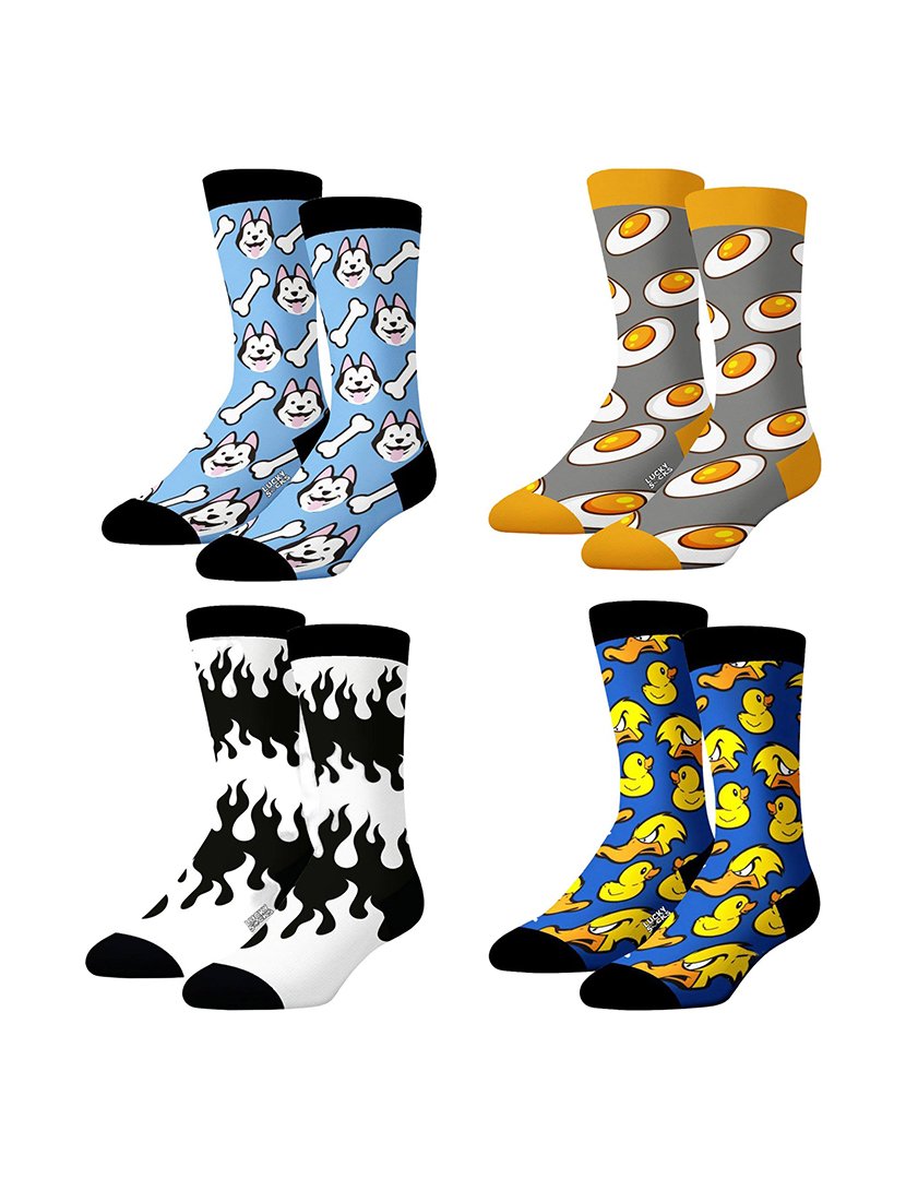 Pack 4 Pares Meias Altas Unisexo Multicolorido