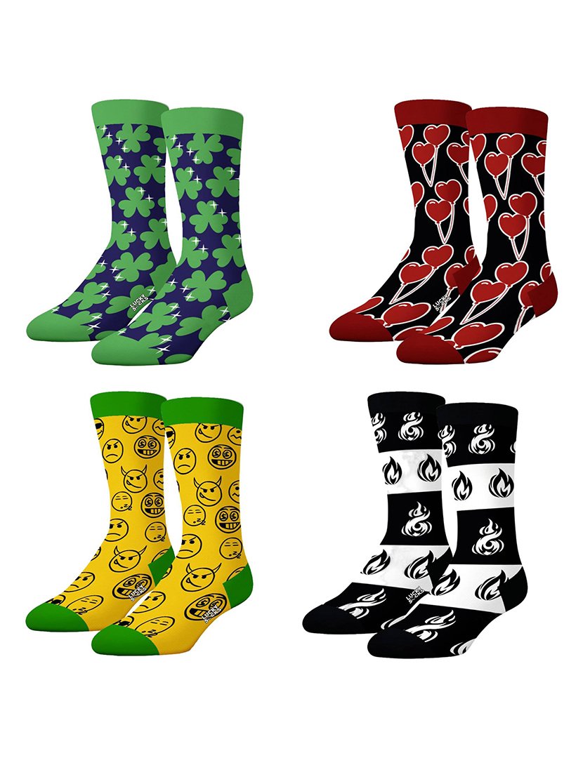 Pack 4 Pares Meias Altas Unisexo Multicolorido