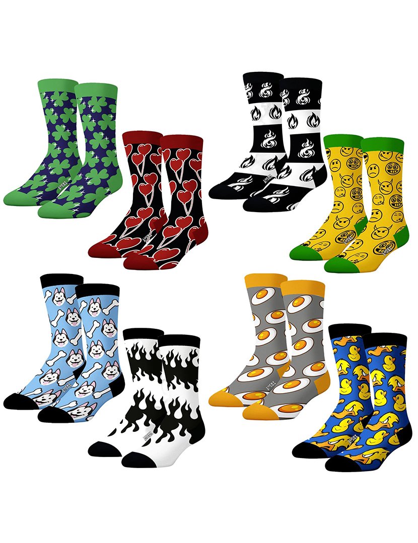 Pack 8 Pares Meias Altas Unisexo Multicolorido