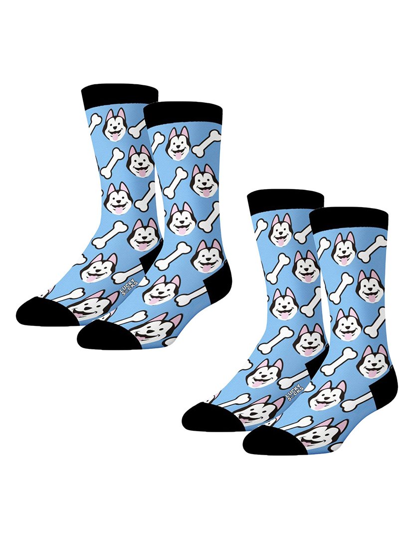 Pack 2 Pares Meias Altas Unisexo com Estampado Cão Multicolorido