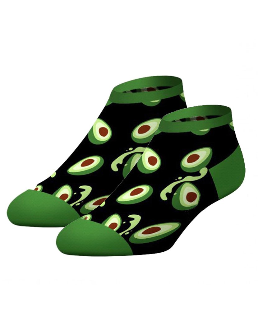 Pack 2 Pares Meias Curtas Unisexo com Estampado Emojis Abacate Preto e Verde