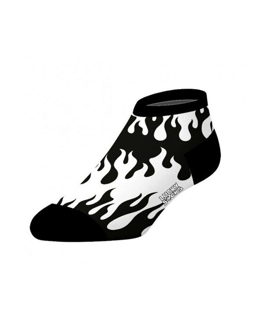 Pack 2 Pares Meias Curtas Unisexo com Estampado Fogo Preto e Branco