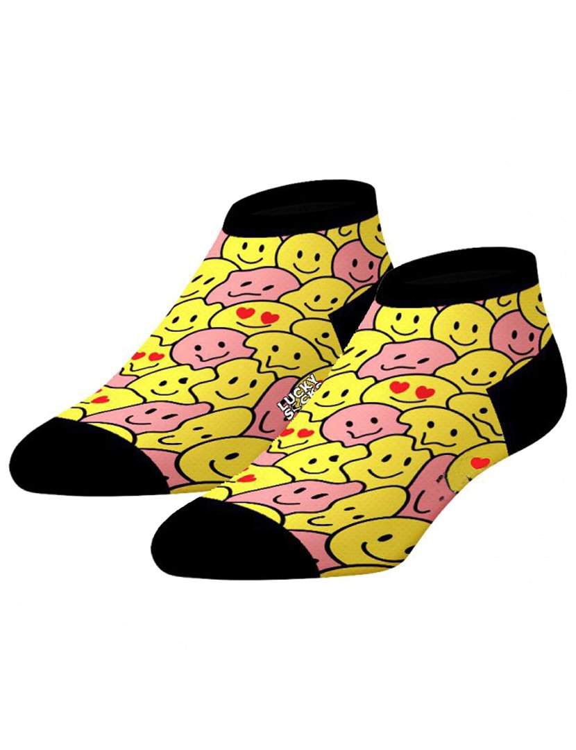 Pack 2 Pares Meias Curtas Unisexo com Estampado Emojis Multicolorido