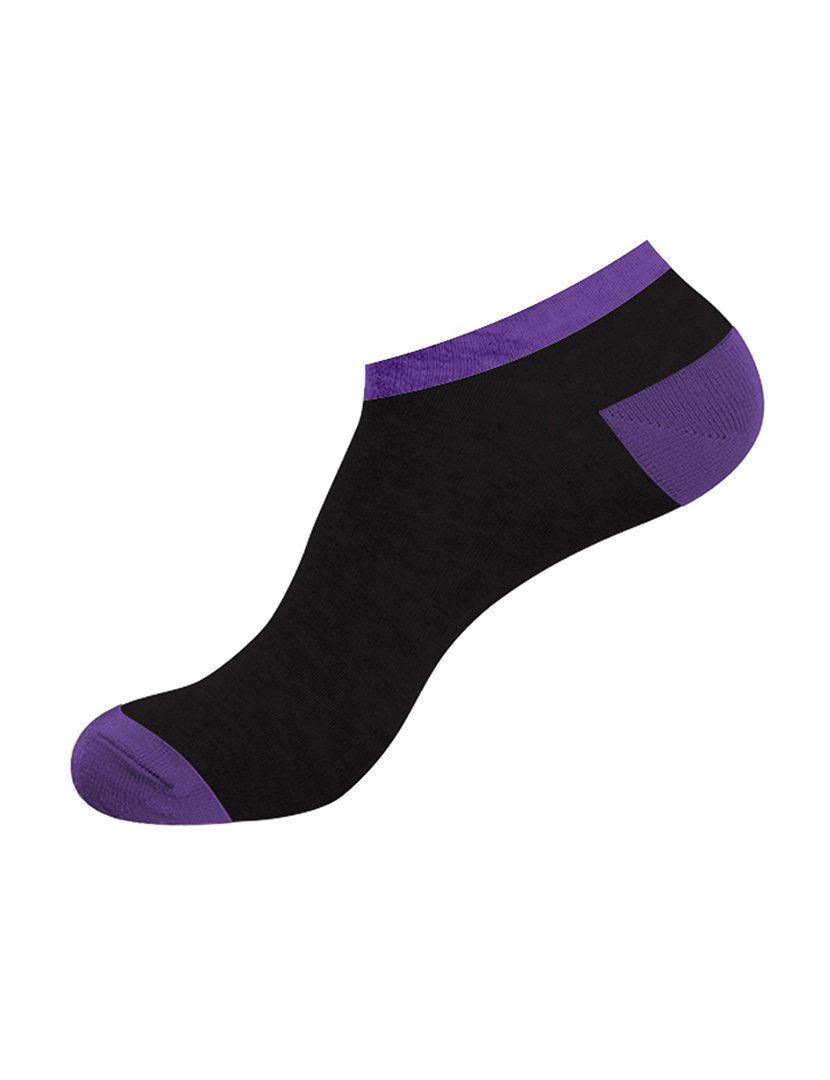 Pack 2 Pares Meias Curtas Unisexo com Estampado Beringela Preto e Roxo