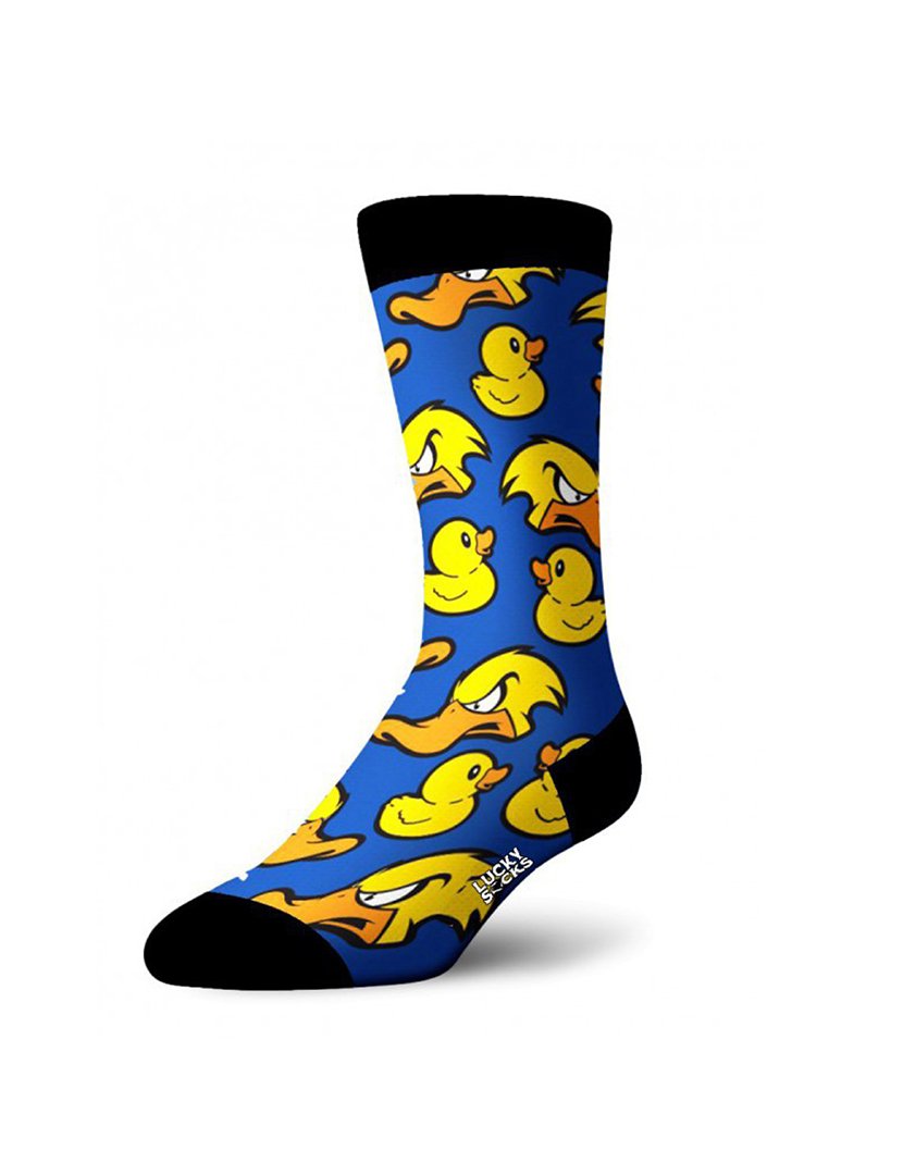 Meias Altas Unisexo com Estampado Pato Azul e Amarelo
