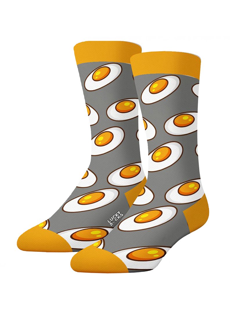 Meias Altas Unisexo com Estampado Ovo Cinzento e Amarelo