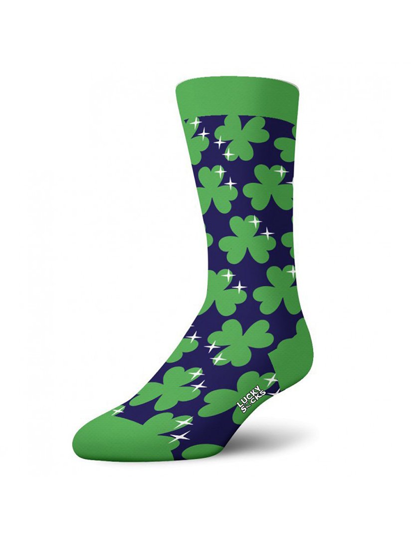 Meias Altas Unisexo com Estampado Trevo Verde e Azul