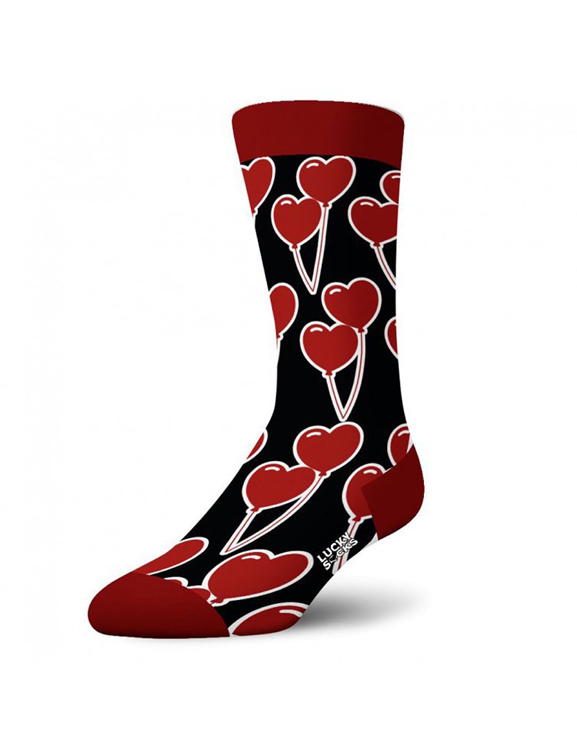 Meias Altas Unisexo com Estampado Corações Vermelho e Preto