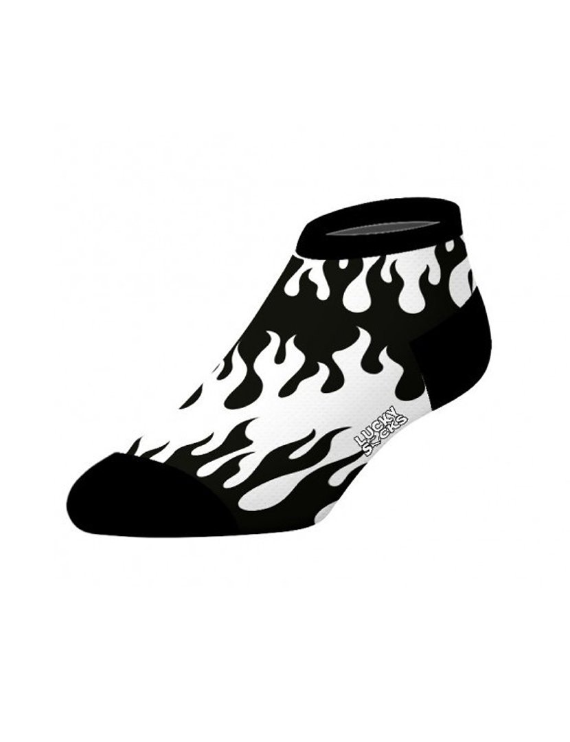 Meias Curtas Unisexo com Estampado Fogo Preto e Branco