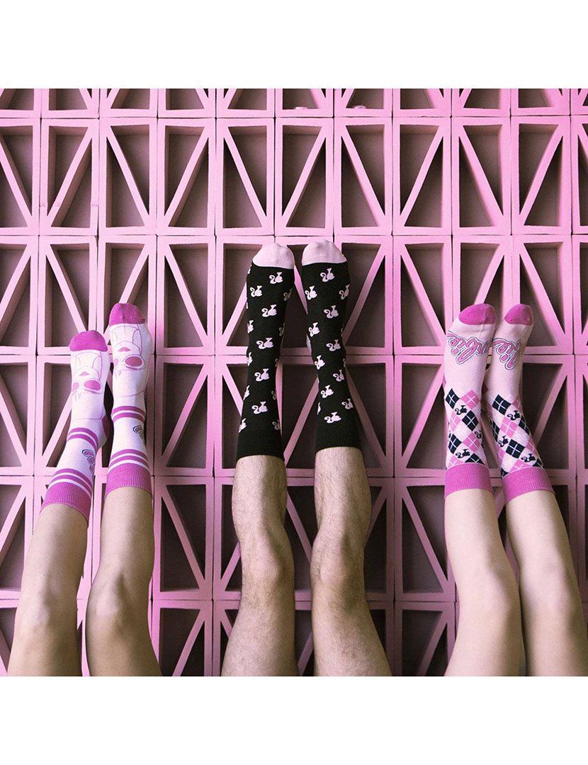 Meias Altas Senhora Barbie com Quadrados Multicolorido